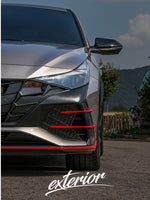 CONVOY Front Bumper Canards [Partial CF Wrap + Red Edges] for Hyundai Elantra N 2021-2024