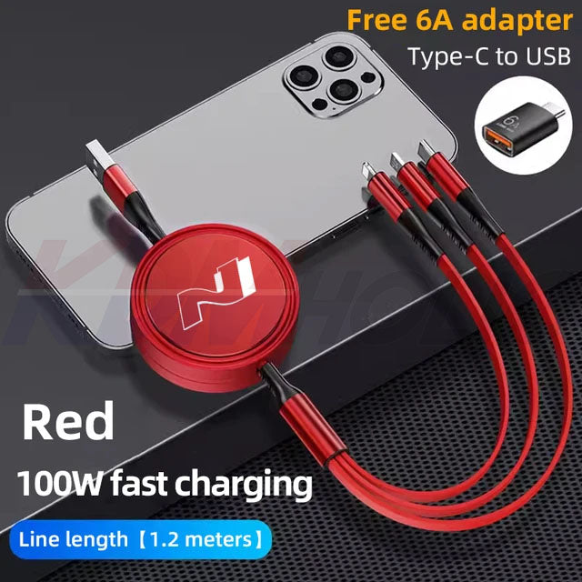 3 in 1 Fast Charging Cable for Hyundai N Owners (USB Type C + Apple + Android)