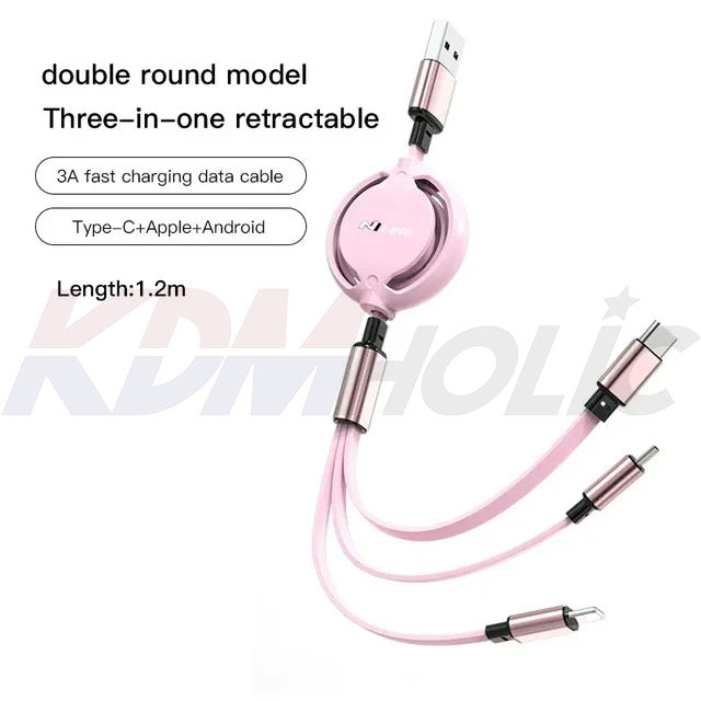 3 in 1 Fast Charging Cable for Hyundai N Line Owners (USB Type C + Apple + Android)