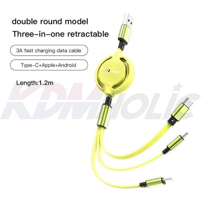 3 in 1 Fast Charging Cable for Hyundai N Line Owners (USB Type C + Apple + Android)