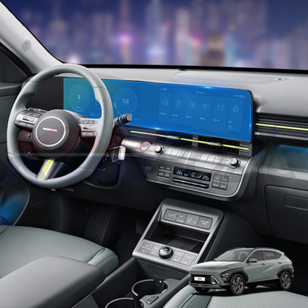 YTC Brand Navigation Display & Climate Control Display Protective Film Set for Hyundai Kona SX2 2024+