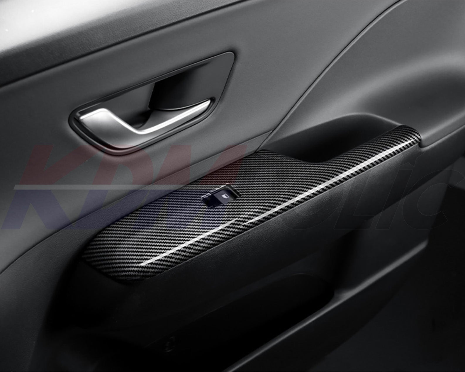 Carbon Fiber ABS Car Door Handle Cover Trims For Hyundai Kona 2024