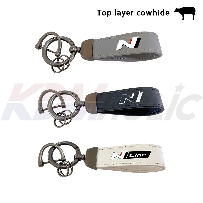 Leather Keychain Car Key Holder Ring for all Hyundai N & N Line Owners