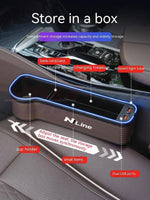 Ambient LED Car Seat Gap Catcher Filler Storage Box Pocket for Hyundai N Line